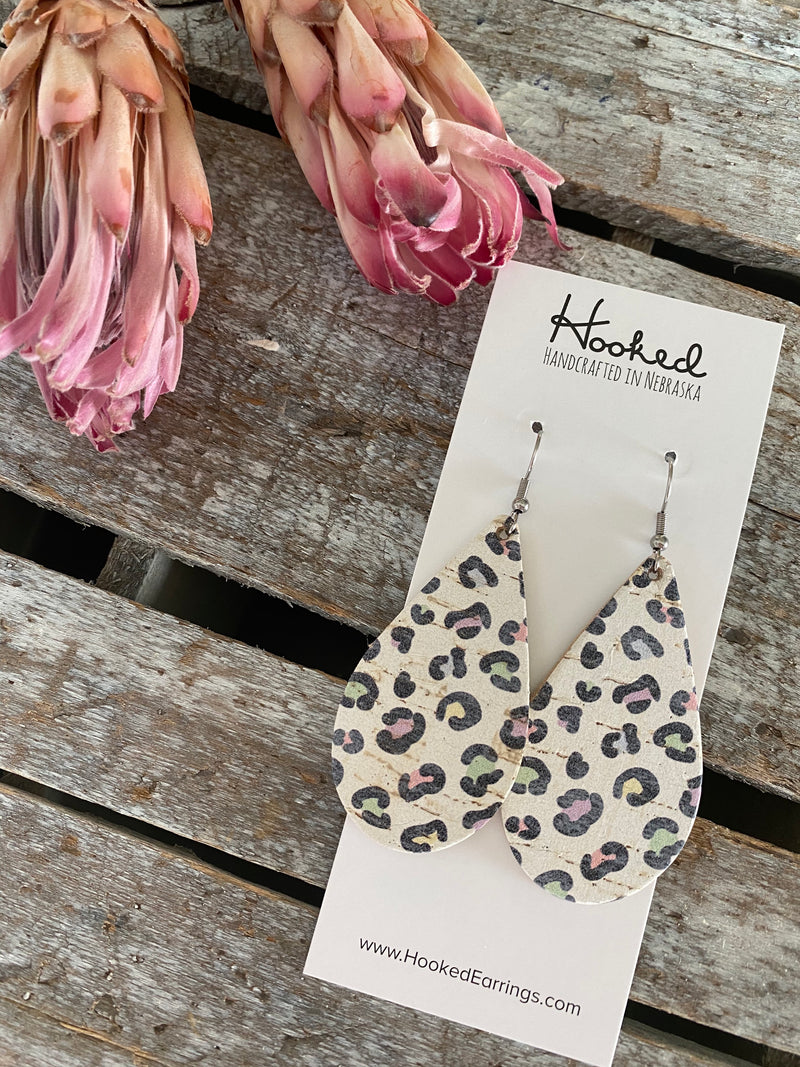 Pastel Leopard Birch Teardrops - Medium