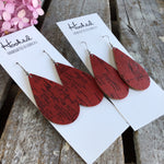 Crimson Cork Leather Teardrops - Medium