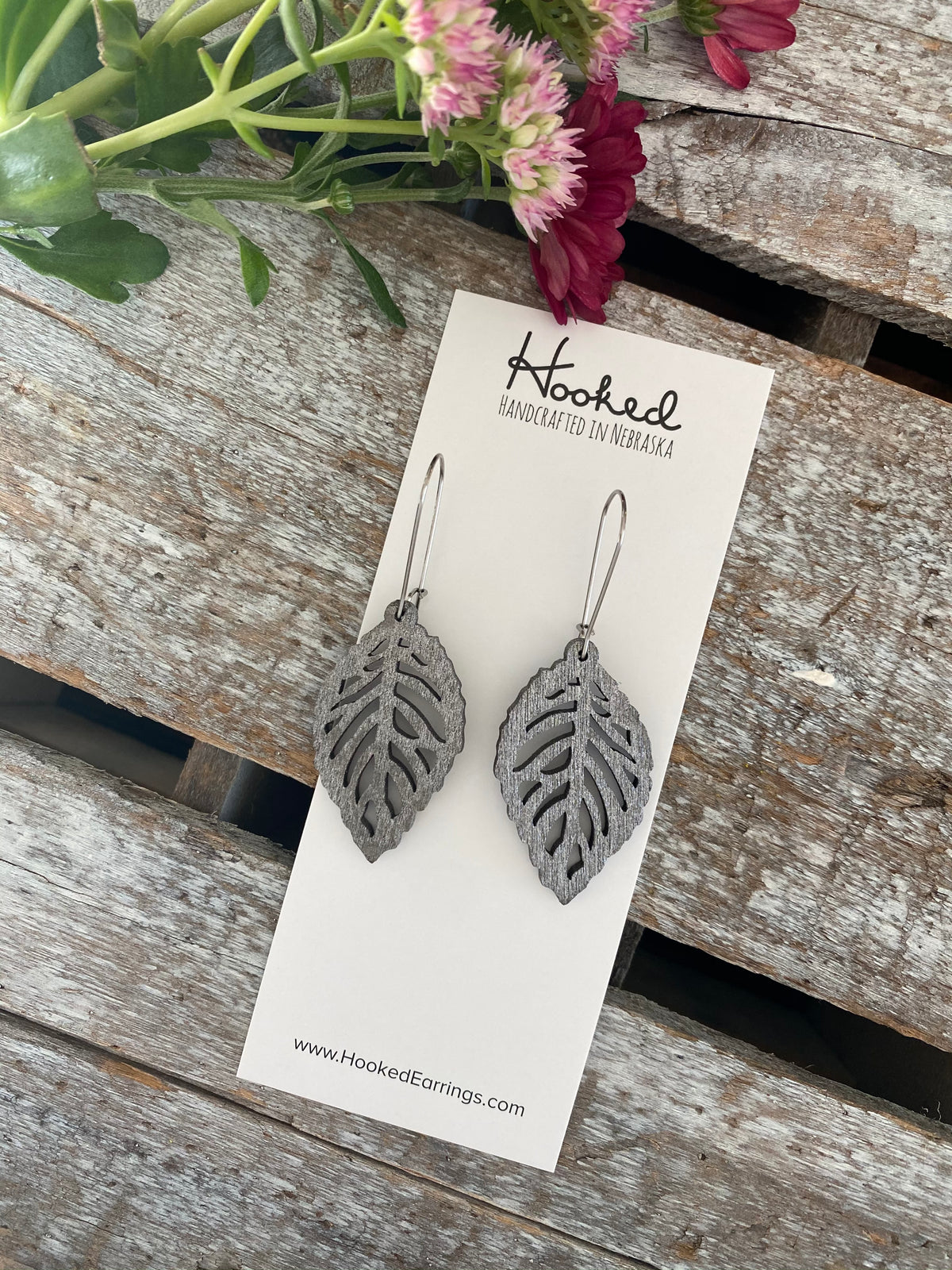 Wooden Deluxe Cutout Earrings - Small Elm