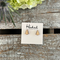 Wooden Tree Stud Earrings - 12mm