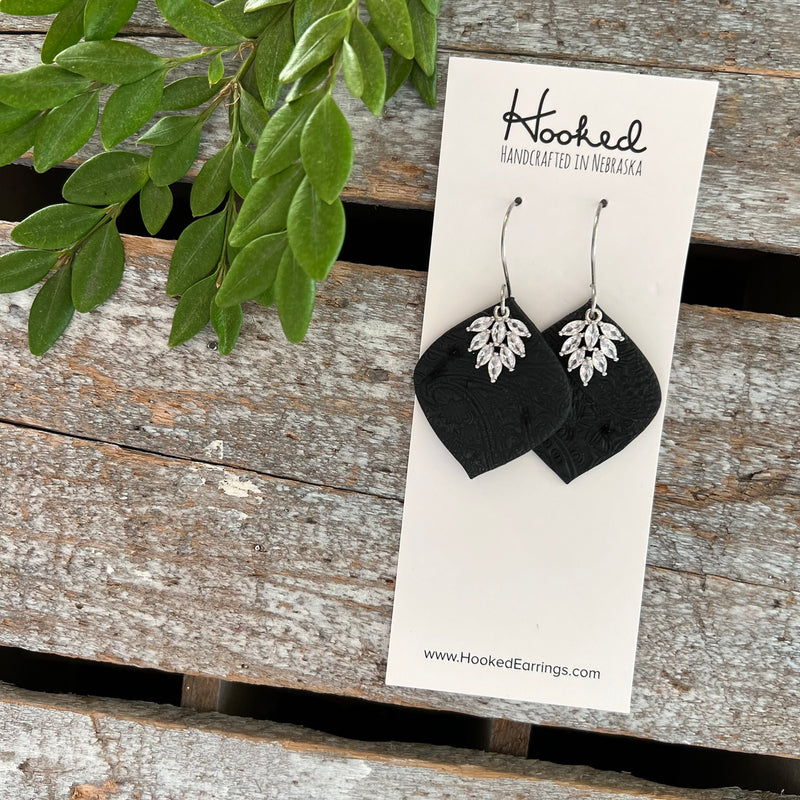 Black and Silver Pave Diamonds - Medium