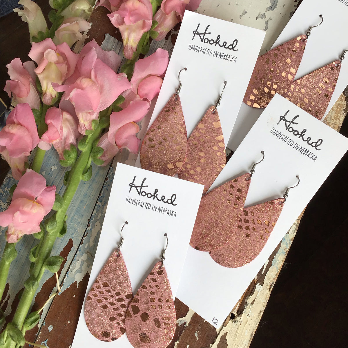 Double Rose Snake Skin Teardrops - Medium