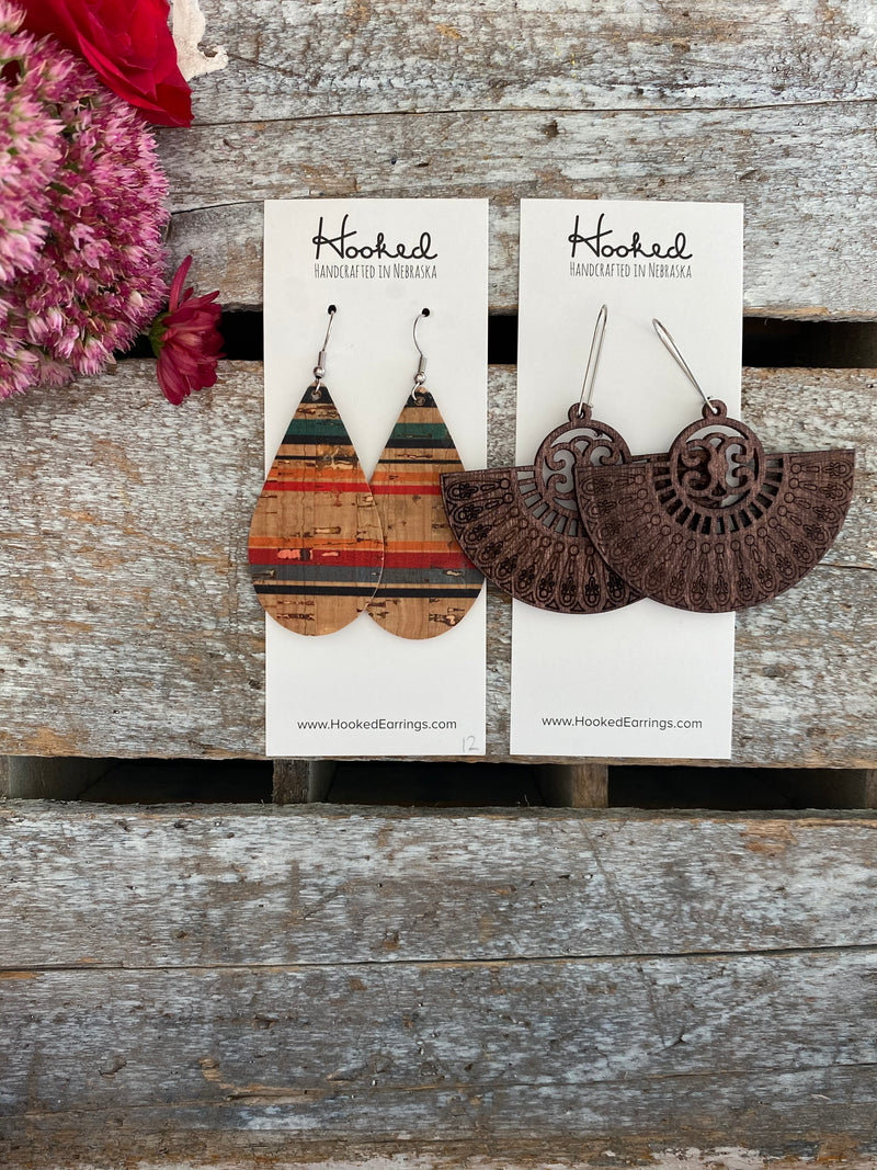 Wooden Deluxe Cutout Earrings - Medium Ginkgo