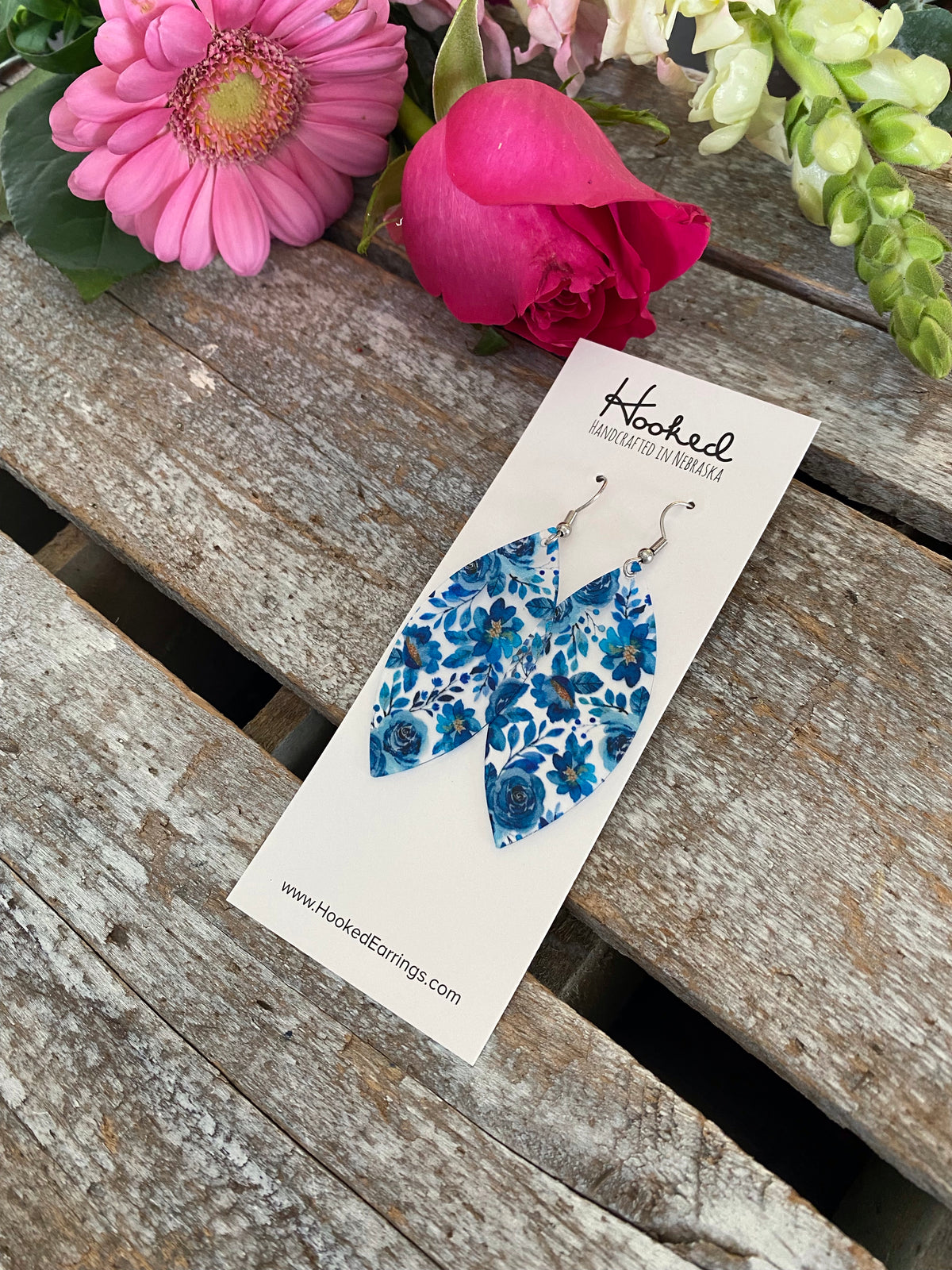 Clearly Blue Floral Pool Earrings