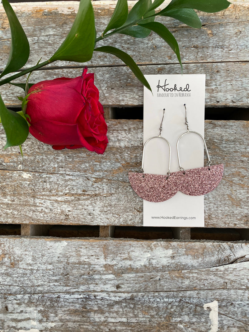 Rose Gold Glitz Suspended Half Moons