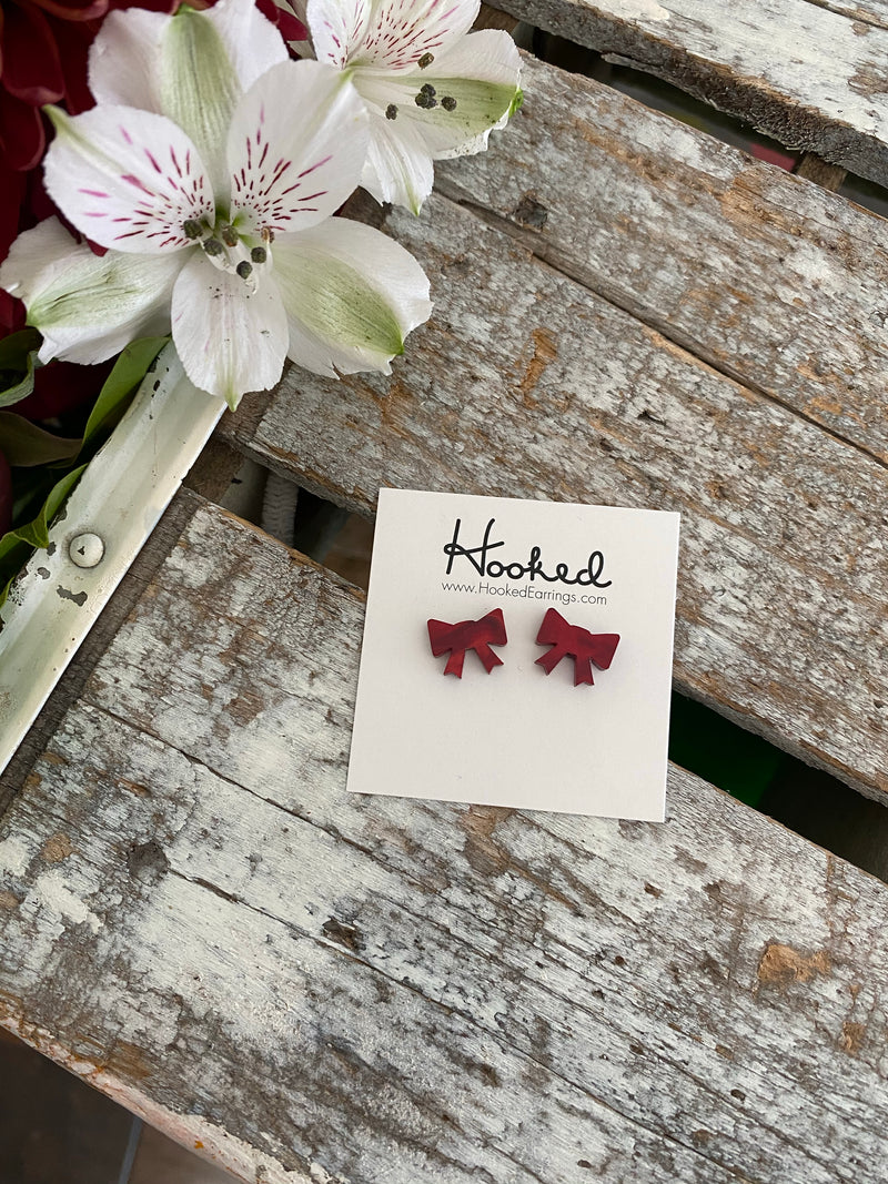 Glitter Bow Studs - 10mm