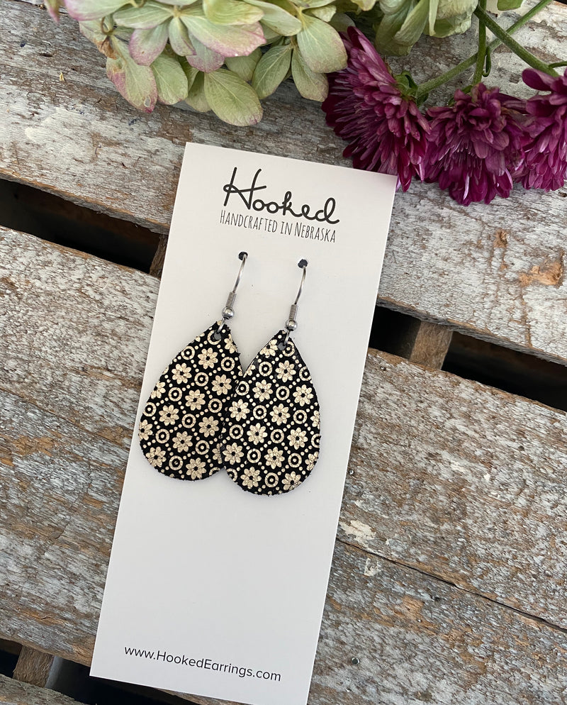 Filigree Teardrops in Black - Small