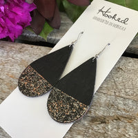 Glitter Dipped Jet Cork Teardrops - Medium