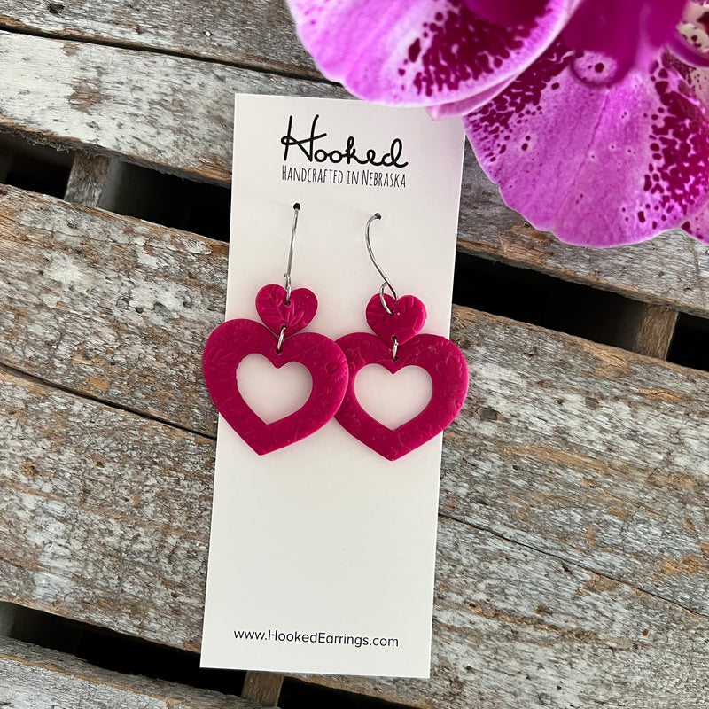 Viva Magenta Stacked Heart Cutouts - Medium