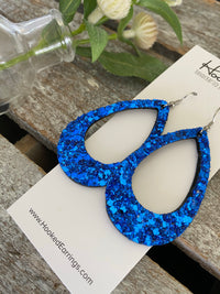 Smashed Sapphire Glitter Teardrop Cutouts  - Medium