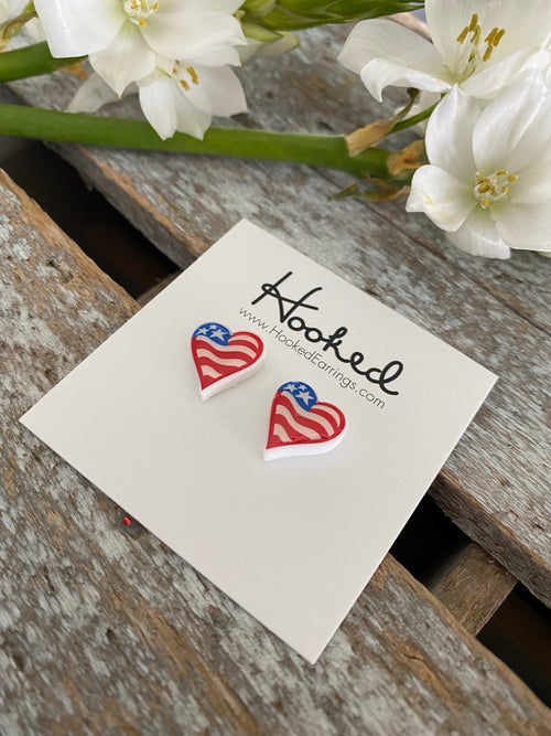 Patriotic Heart Studs