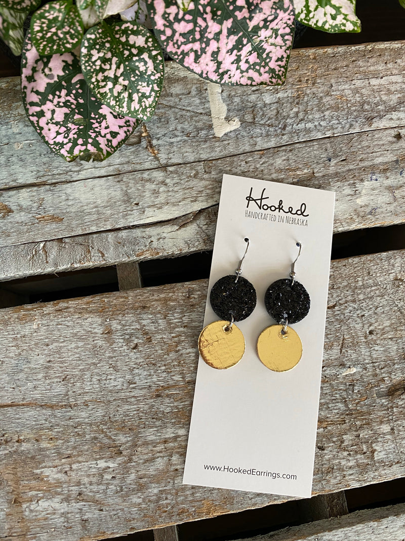 Crushed Onyx and Gold Mirror Stacked Rounds  - Small