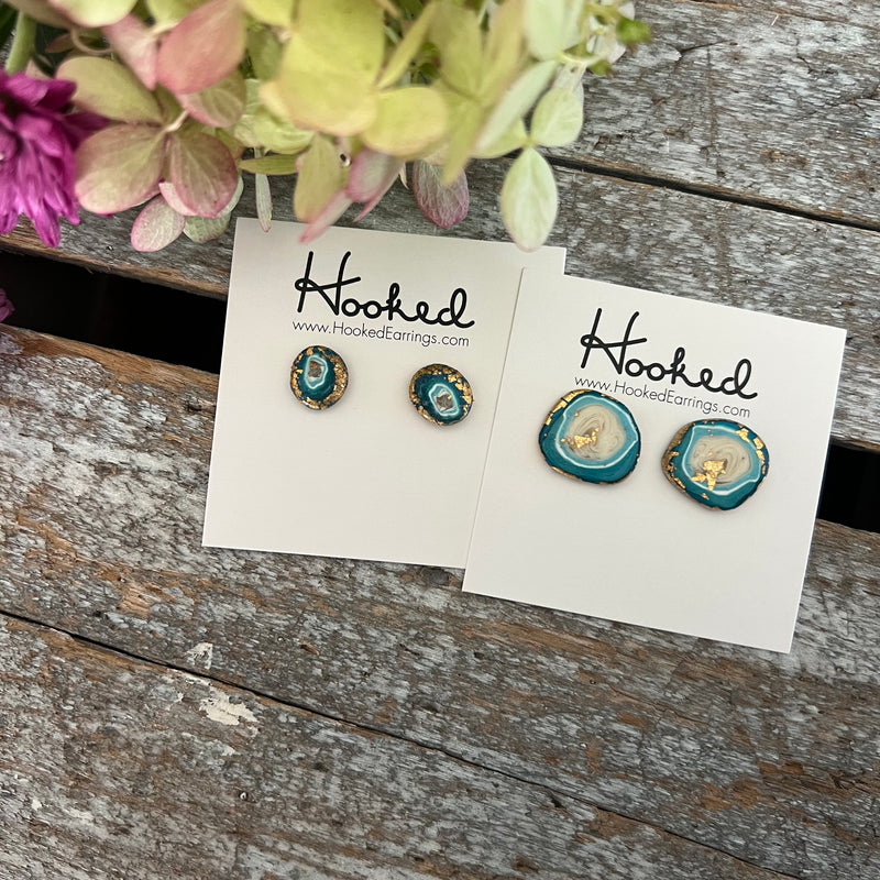 Turquoise Geode Studs - Large
