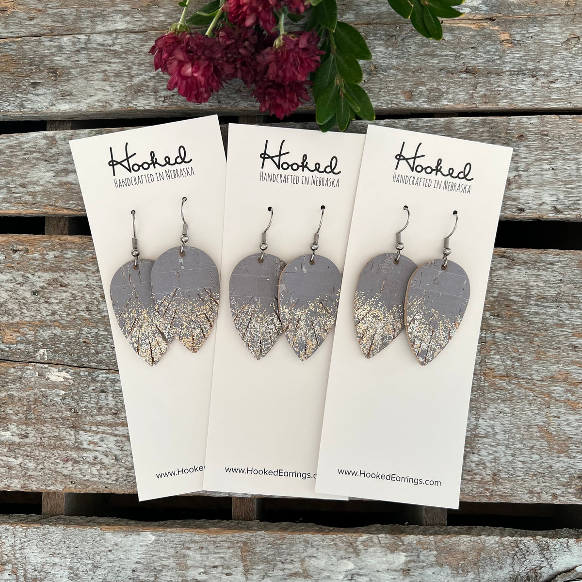 Steel Gray Glittered Angel Wings - Small