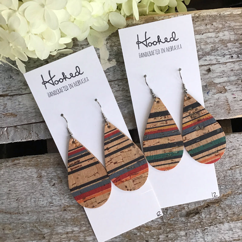 Bayadere Stripe Cork Teardrops - Medium