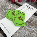 Green Guy Deluxe Wooden Holiday Earrings - Medium