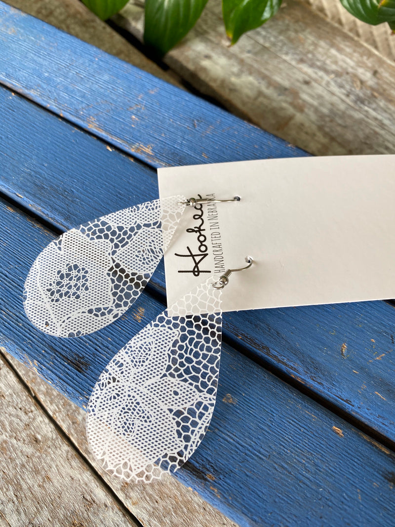 Clearly White Lace Pool Earrings