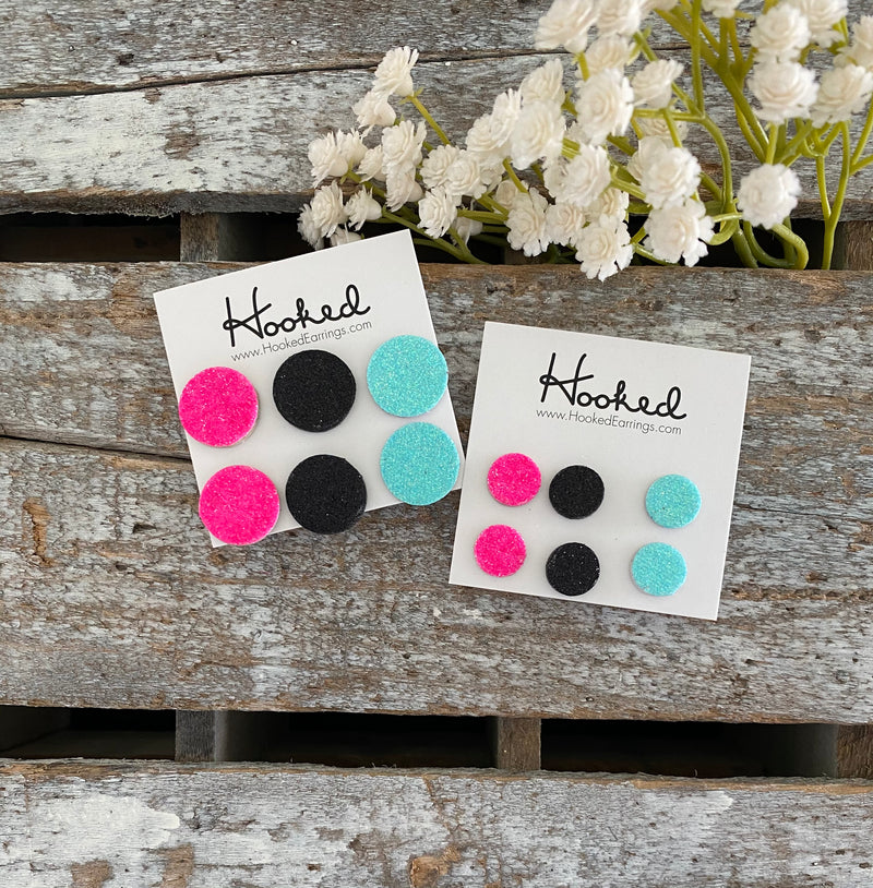 Tres Chic - Glitter Leather Stud Collection - 16mm