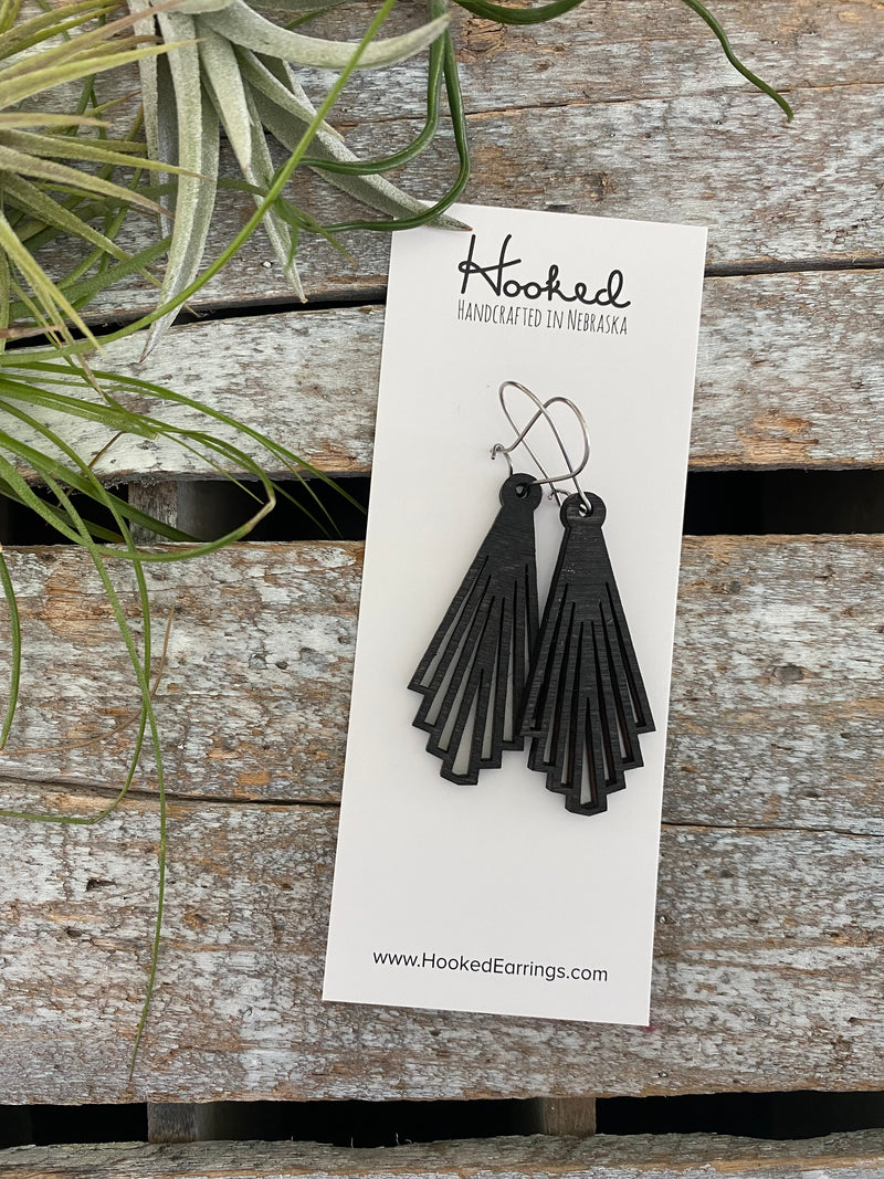 Wooden Deluxe Cutout Earrings - Small/Medium Ash Leaf