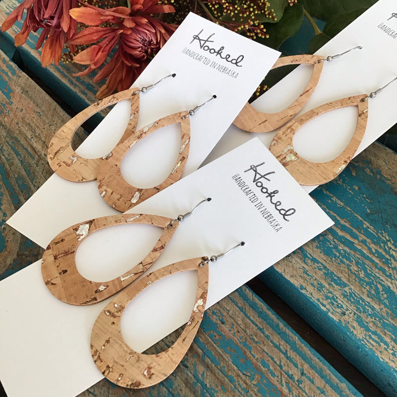 Silver Strand Cork Leather Teardrop Cutouts - Medium