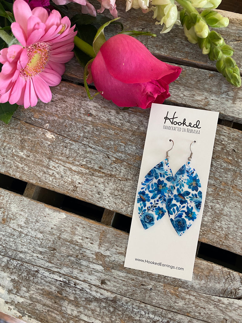 Clearly Blue Floral Pool Earrings