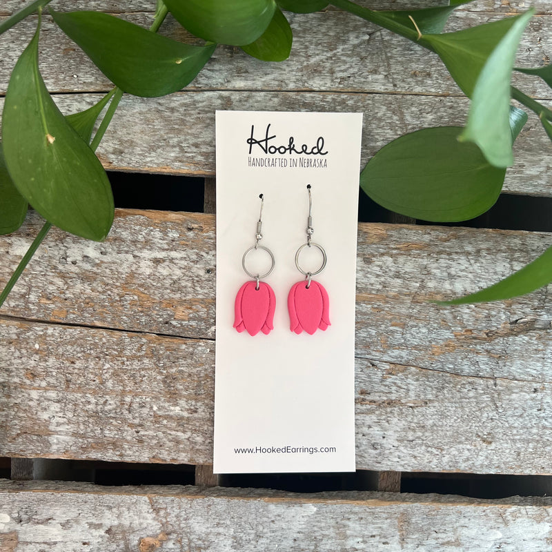 Pink Tulip Dangles - Small