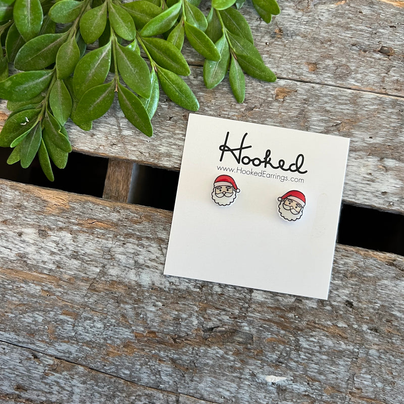 Tiny Santa Stud Earrings  - 8mm