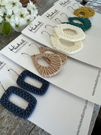 Deep Blue Rattan Cutout Earrings - Waterproof, Pool Ready