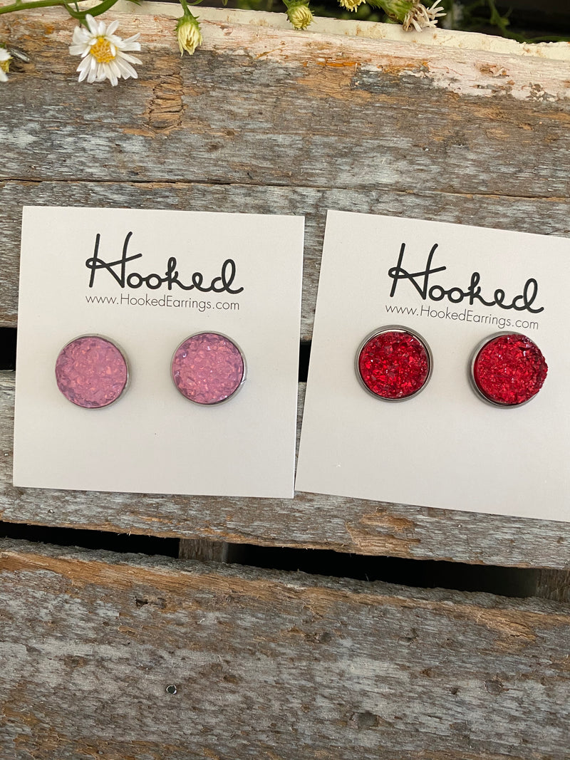 Druzy-Style Round Studs - Colors - 12mm