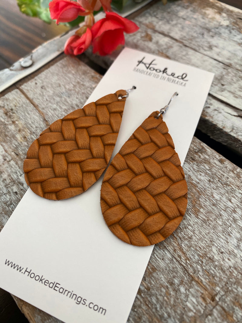 Cognac Braided Teardrops - Medium