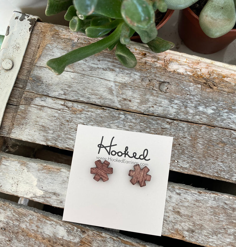 Wooden Star of Life Stud Earrings - 12mm