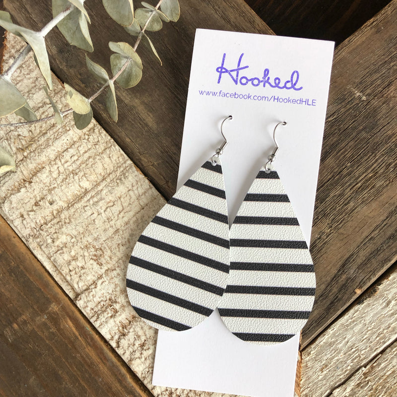 Bold B&W Striped Teardrops - Large