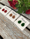 Druzy-Style Teardrop Studs - Large