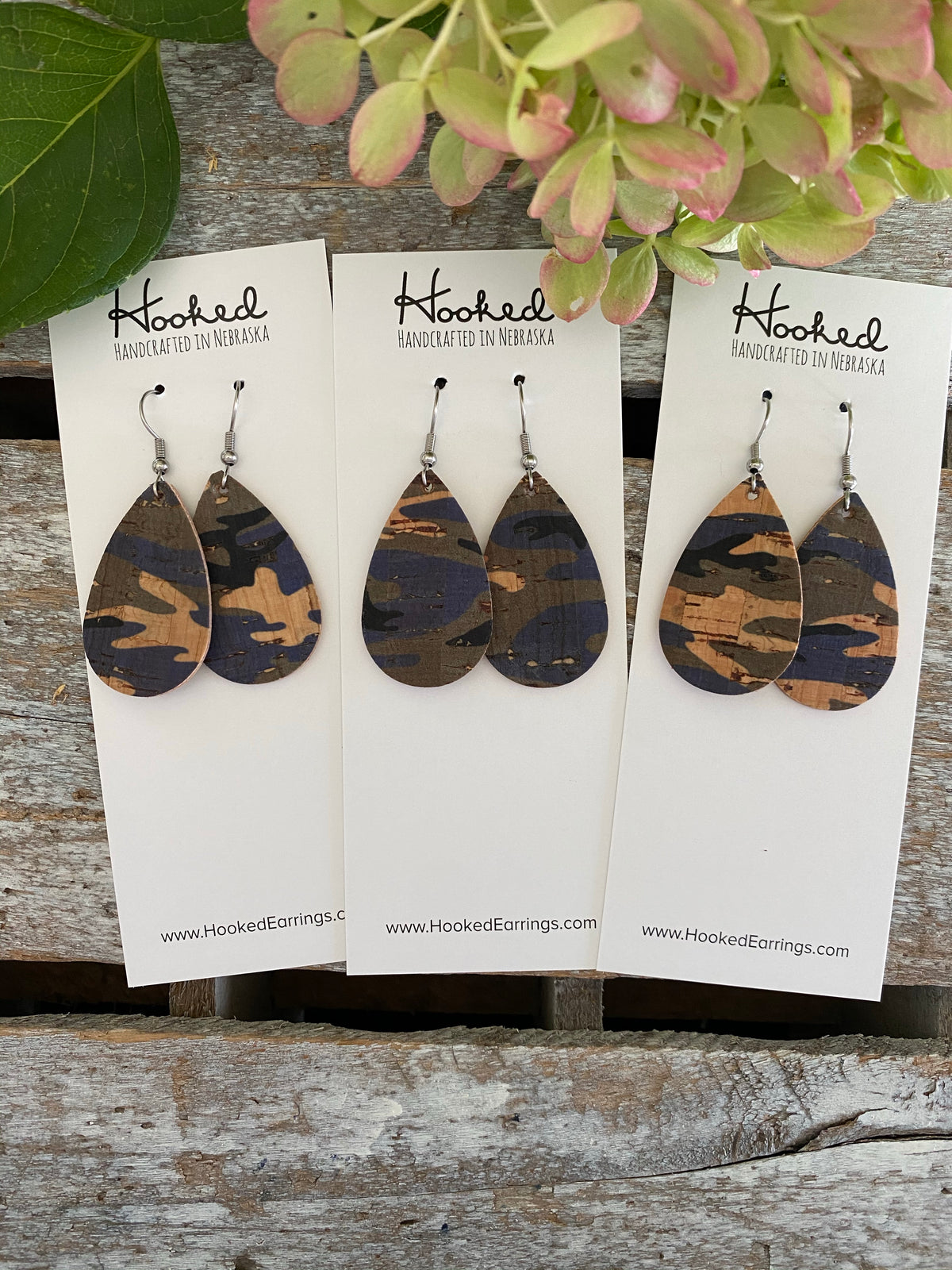 Indigo Camo Cork Teardrops - Small