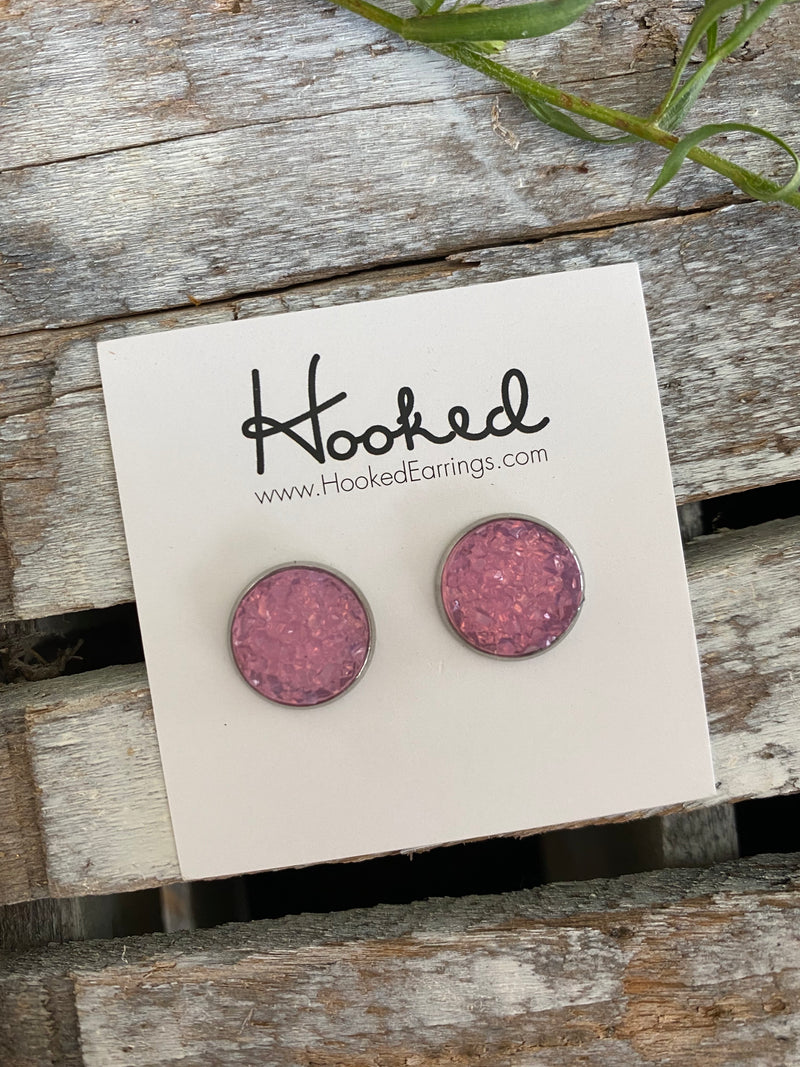 Druzy-Style Round Studs - Colors - 12mm