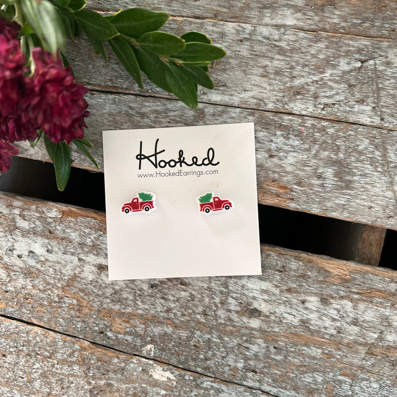 Tiny Christmas Truck Studs  - 7x12mm
