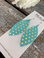 Aqua and Gold Dottie Petals - Medium