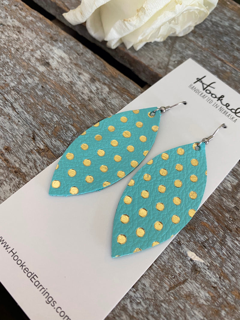 Aqua and Gold Dottie Petals - Medium