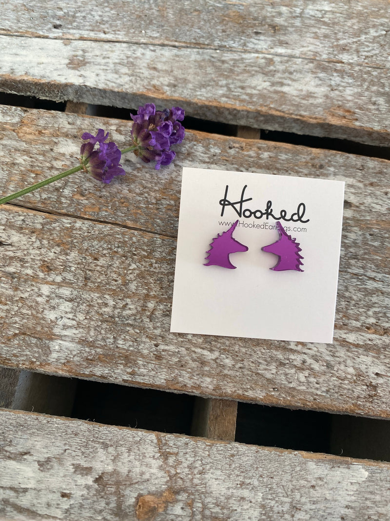 Unicorn Studs - Mirrored Purple