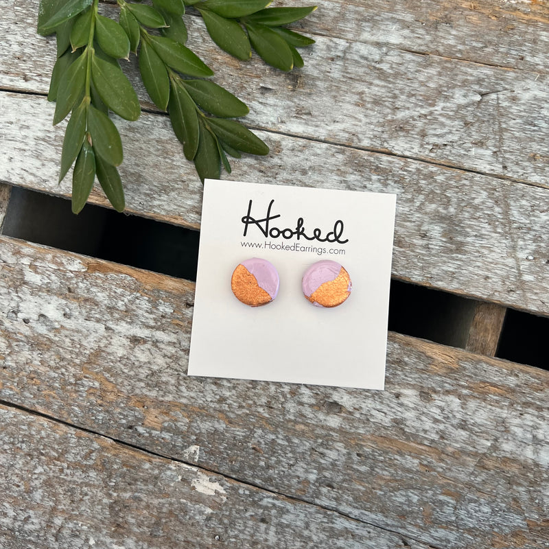 Lavender and Rose Gold Clay Studs