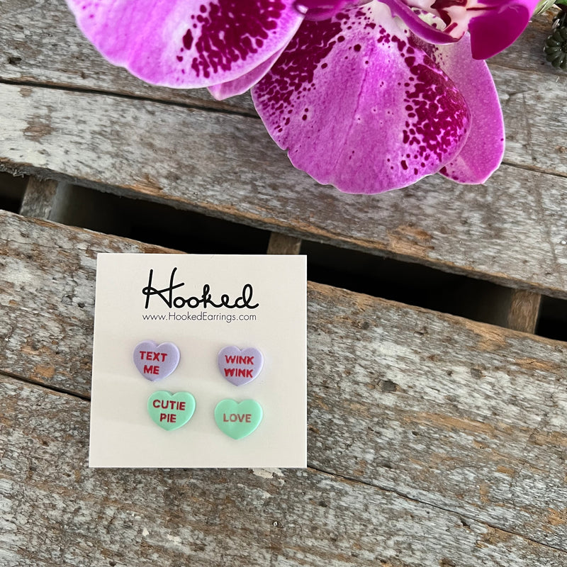 Candy Heart Studs - Two Pack