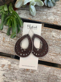 Wooden Deluxe Cutout Earrings - Large Teardrop