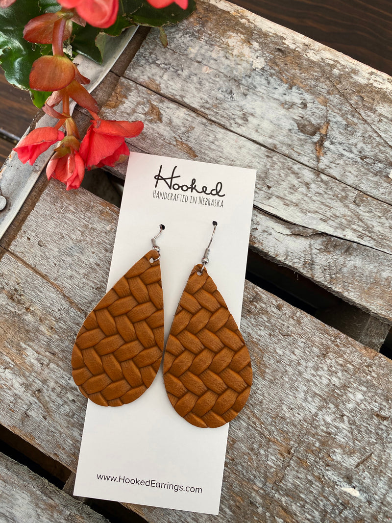 Cognac Braided Teardrops - Medium
