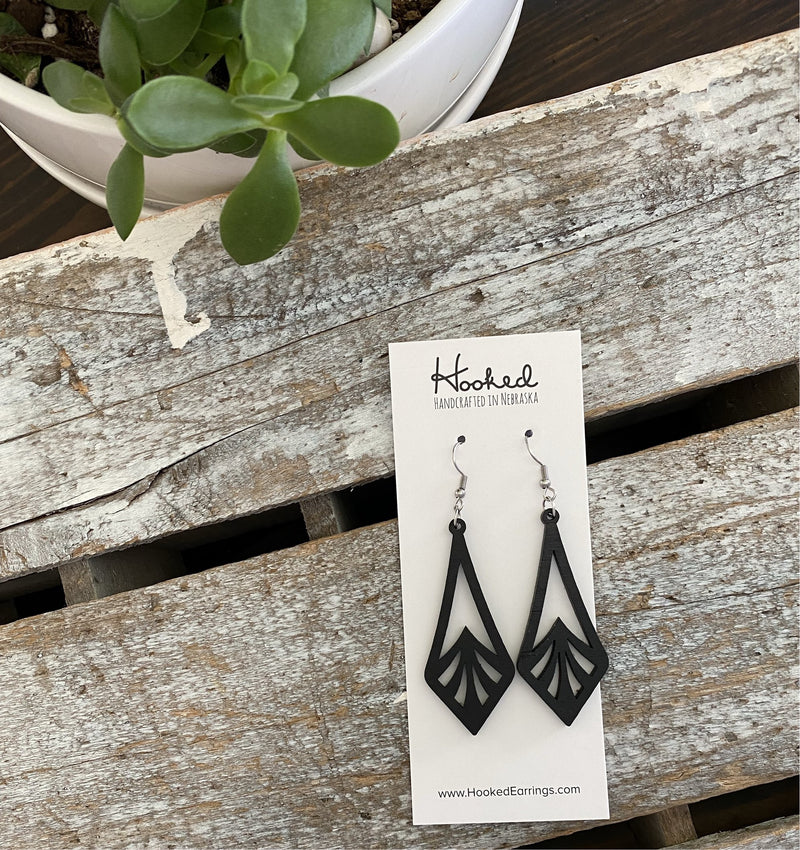 Wooden Cutout Earrings - Medium Diamond Deco