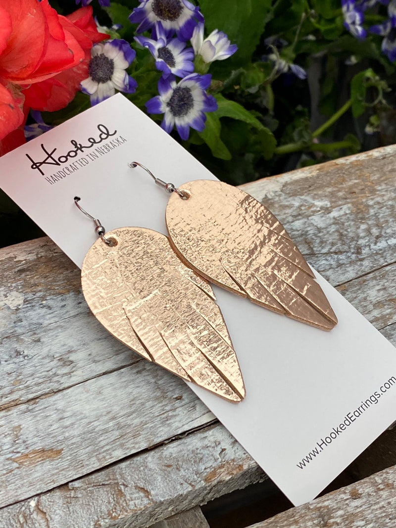 Mirrored Rose Gold Angel Wings - Medium