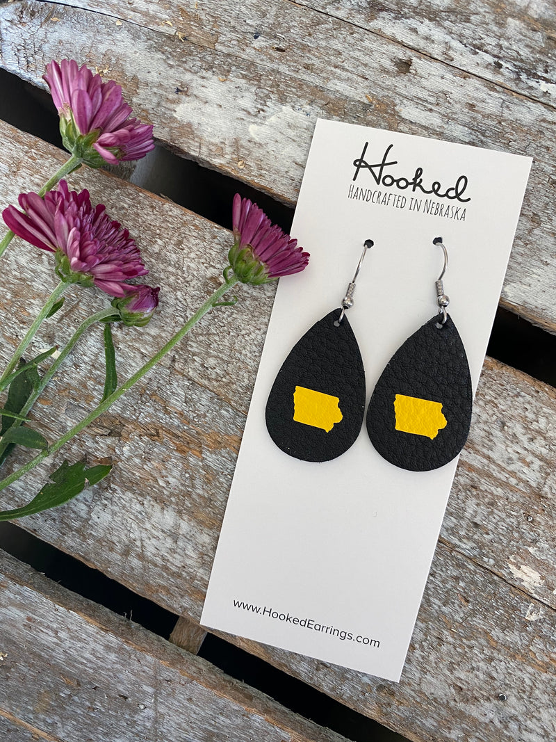 Iowa State Pride Teardrops in Black/Yellow - Small
