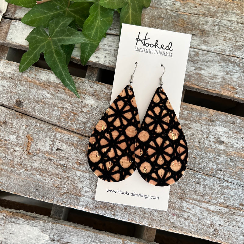 Black Velvet Cork Teardrops - Large
