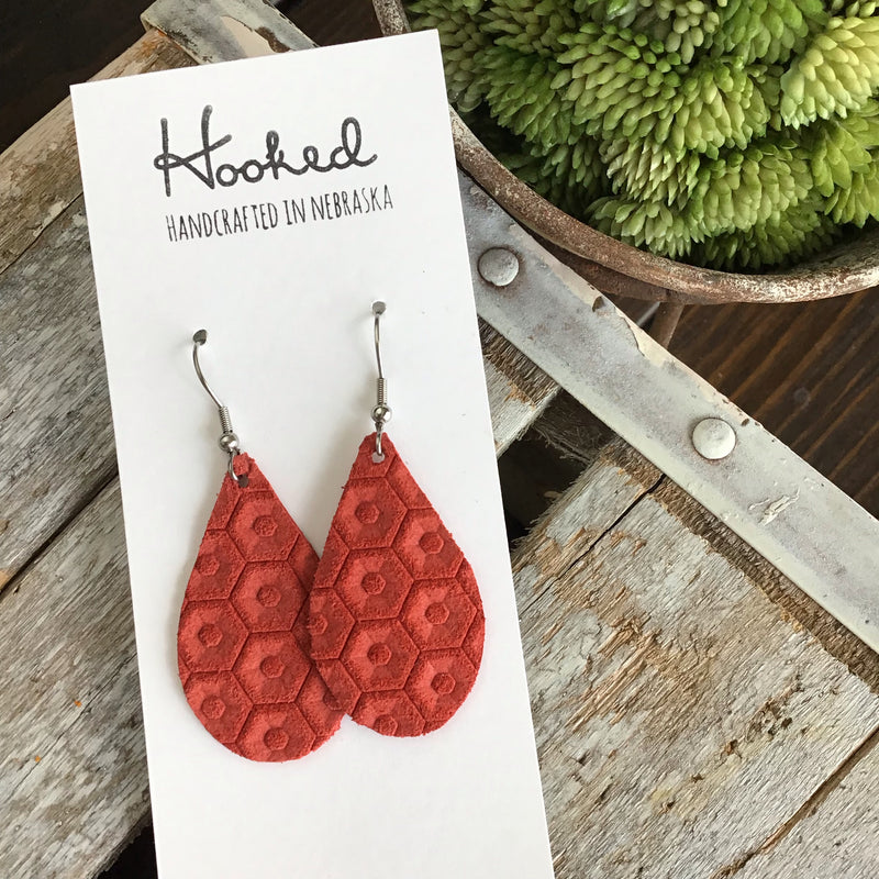 Hexagon Teardrops in Scarlet - Small