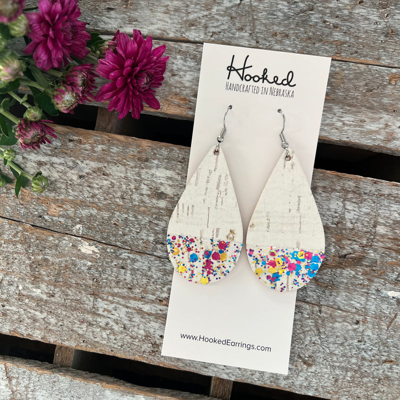 Confetti Birch Cork Teardrops - Medium