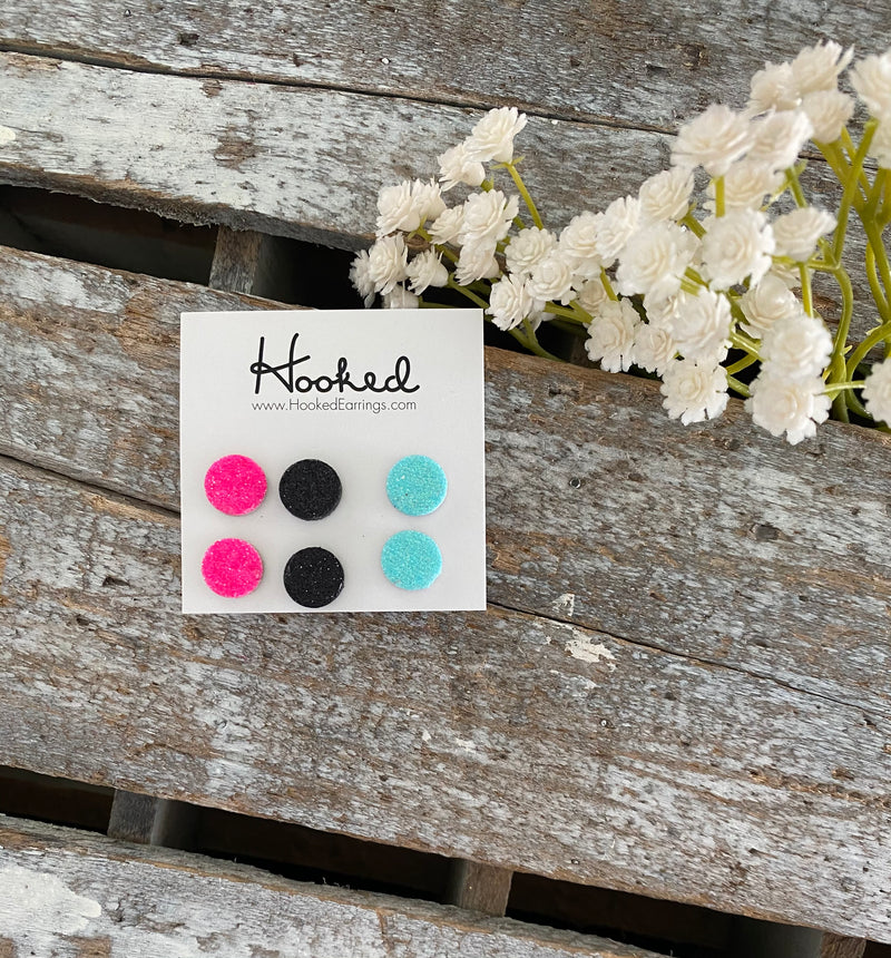 Tres Chic - Glitter Leather Stud Collection - 10mm